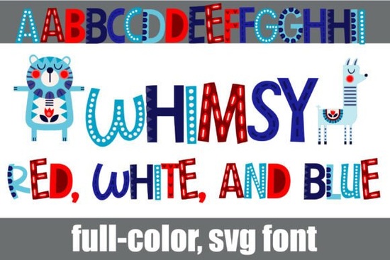 Whimsy Red, White, and Blue Font
